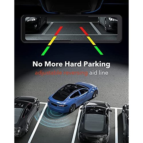 REDTIGER Rear View Mirror Camera with 33Ft Extension Cable,11'' 4K UHD Front and 1080P Mirror Dash Cam Front and Rear,GPS,Parking Monitor,Night