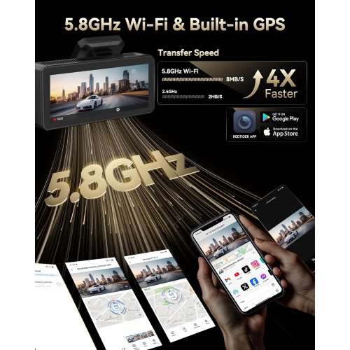 REDTIGER Dual 4K Dash Cam with 256GB eMMC, STARVIS 2 IMX678 Front and Rear Dash Camera with Dual HDR, Voice Control, 4'' Touch Screen, Built-in