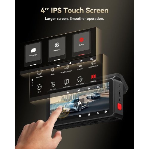 REDTIGER Dual 4K Dash Cam with 256GB eMMC, STARVIS 2 IMX678 Front and Rear Dash Camera with Dual HDR, Voice Control, 4'' Touch Screen, Built-in