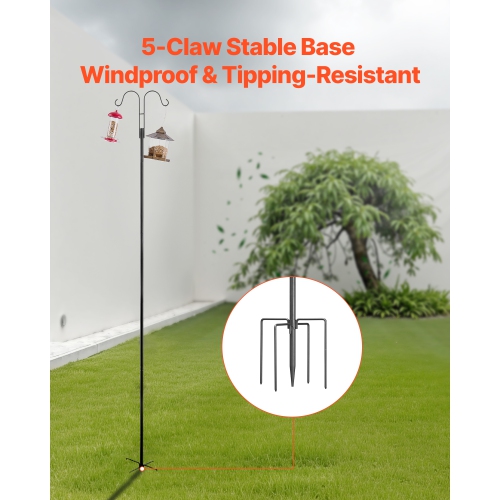 VEVOR 8 Pack 92in Double Shepherds Hooks, Heavy Duty Bird Feeder Pole, 3/4 Inch Thick Garden Hooks for Hanging Hummingbird Feeder, Plant Baskets,