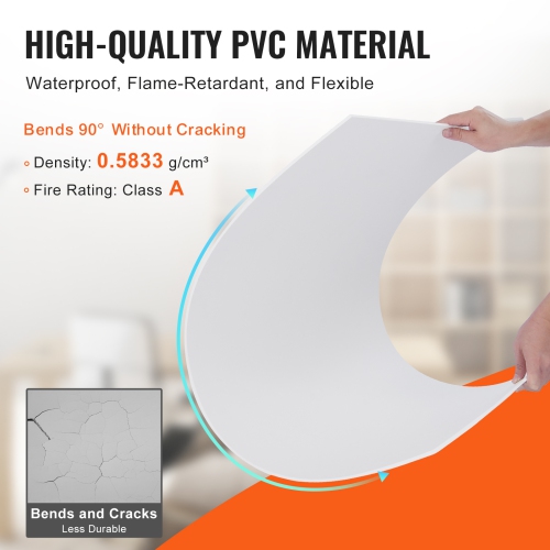 VEVOR 10 Packs Ceiling Tiles, 24 x 48 in, Premium PVC Foam Sheet, Fire-Rated & Good Flexibility & Easy Installation, Ceiling Covering for Home/Office