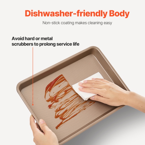 VEVOR 3-Piece Baking Pans Set, Nonstick Carbon Steel Cookware Sheets & Trays, Stackable Kitchen Oven Bakeware Cooking Sets with Silicone Handles,