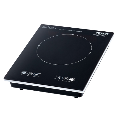 VEVOR 1800W Portable Induction Cooktop, Electric Induction Burner with 9 Temperature Settings, Countertop Induction Hot Plate with 3H Timer, Child
