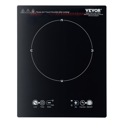 VEVOR 1800W Portable Induction Cooktop, Electric Induction Burner with 9 Temperature Settings, Countertop Induction Hot Plate with 3H Timer, Child