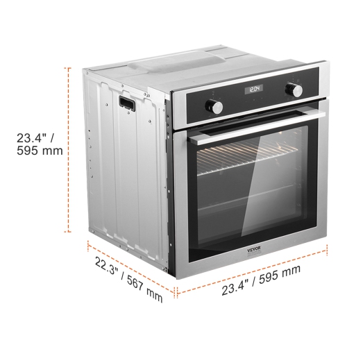VEVOR 24" Single Wall Oven, Electric Built-in Wall Oven with 9 Cooking Functions, 2.68 Cu.Ft Electric Wall Ovens with Timer, 2800W Electric Oven with