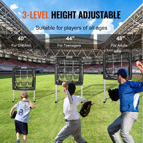 VEVOR 9 Hole Baseball Net, 28"x27" Softball Baseball Training Equipment for Hitting Pitching Practice, Heavy Duty Height Adjustable Trainer Aid with