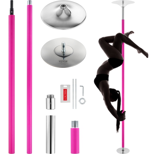 VEVOR 40mm Professional Dancing Pole, Spinning Static Dancing Pole Kit, Portable Removable Pole, Heavy-Duty Stainless Steel Pole, Height Adjustable