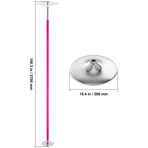 VEVOR 40mm Professional Dancing Pole, Spinning Static Dancing Pole Kit, Portable Removable Pole, Heavy-Duty Stainless Steel Pole, Height Adjustable