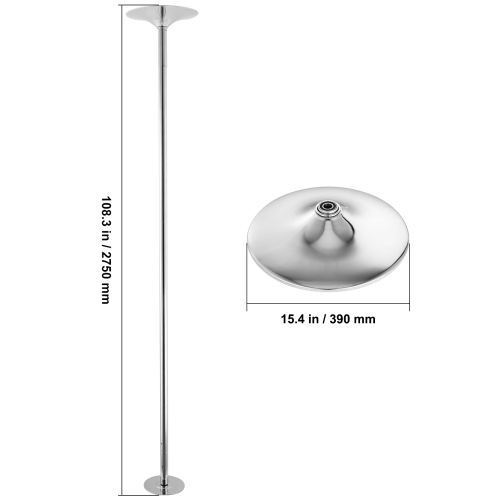 VEVOR 45mm Professional Dancing Pole, Spinning Static Dancing Pole Kit, Portable Removable Pole, Heavy-Duty Stainless Steel Pole, Height Adjustable