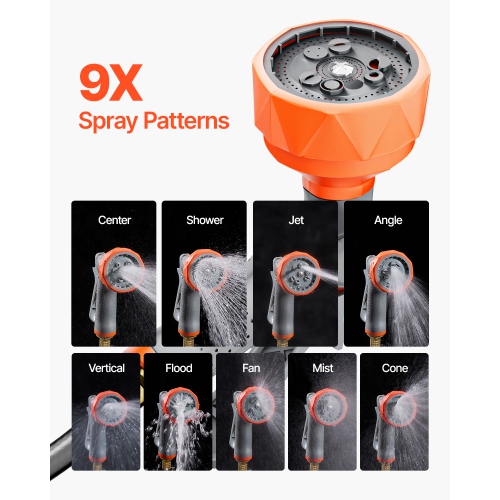 Dévidoir de jardin rétractable 5/8 Inch x 100&nbsp;pi de VEVOR, dévidoir mural, dévidoir de jardin robuste avec buse à 9 réglages, système de retour