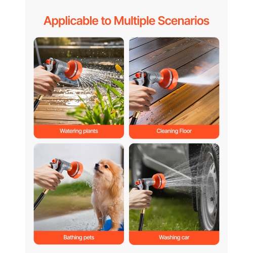 Dévidoir de jardin rétractable 1/2 Inch x 145&nbsp;pi de VEVOR, dévidoir mural, dévidoir de jardin robuste avec buse à 9 motifs, système de retour