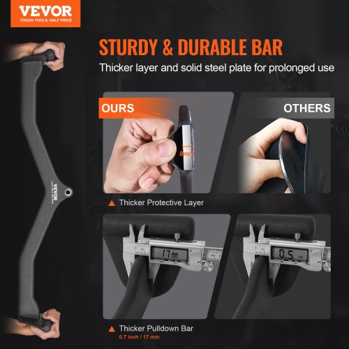 VEVOR LAT Pulldown Attachment, Cable Machine Rowing V-bar Attachment, Tricep Pull Down Bar, Back Strength Training Rubber Coated Handle Grip, Bicep
