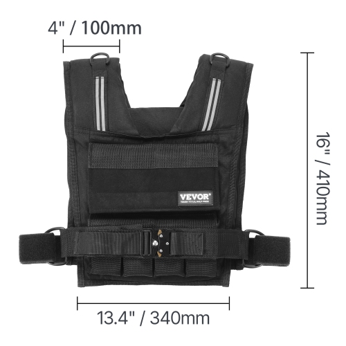 VEVOR 35lb Weight Adjustable Weighted Vest, with Iron Weights, Shoulder Pad, and Reflective Stripe, Body Exercise Set for Men Women, Equipment for