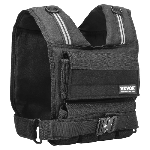 VEVOR 35lb Weight Adjustable Weighted Vest, with Iron Weights, Shoulder Pad, and Reflective Stripe, Body Exercise Set for Men Women, Equipment for