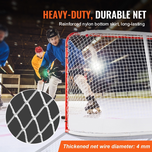 VEVOR 72" x 48" Street Hockey Net, Indoor Outdoor Steel Hockey Goal, Official Regulation Pro Hockey Training Goal Set, Portable Hockey Goal with Net,