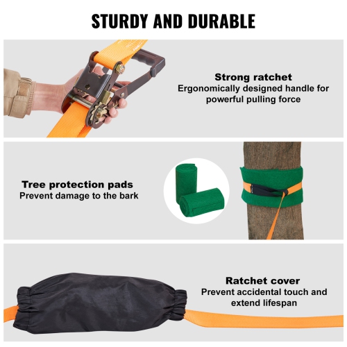 VEVOR 60 ft Slackline Kit with Training Line, Backyard Slack Line Equipment,Easy Setup Tight Rope for Kids Adults, Complete Slackline Set with Tree