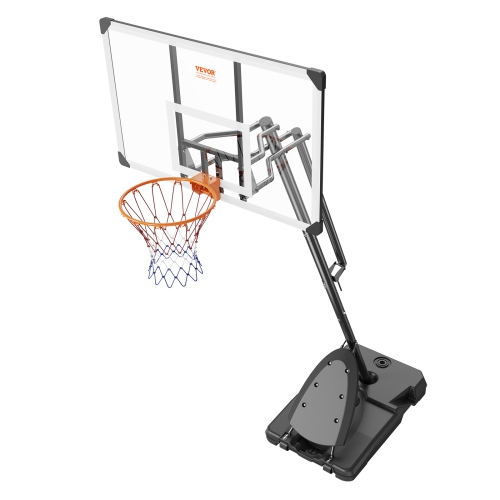 VEVOR 7.6-10 ft Basketball Hoop, Portable Backboard System, 54 inch Basketball Hoop & Goal, Kids & Adults Basketball Set with Wheels, Stand, and