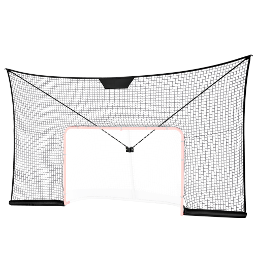 VEVOR 12x7 FT Hockey Goal Backstop Net, Street Hockey Sports Backstop Netting, Portable Indoor Outdoor Hockey Training Net, Large Size Target Net,