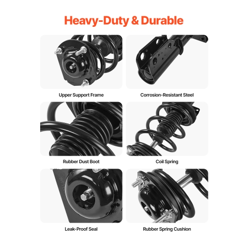 VEVOR 2Pcs Front Shock Absorber Strut Assembly, Shock and Strut Assembly with Coil Spring, Fit 2007-2012 GMC Acadia, 2009-2012 Chevrolet Traverse,