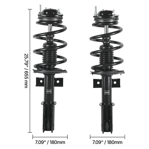 VEVOR 2Pcs Front Shock Absorber Strut Assembly, Shock and Strut Assembly with Coil Spring, Fit 2007-2012 GMC Acadia, 2009-2012 Chevrolet Traverse,