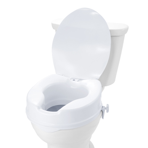 VEVOR 4" Raised Toilet Seat,Height Raised, 300 lbs Weight Capacity, Universal Toilet Seat Riser, Screw Rod Locking, with Toilet Seat, for Elderly,
