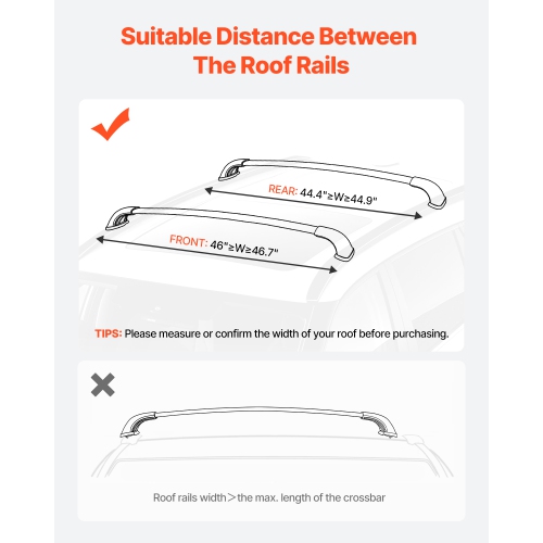 VEVOR Cross Bars Roof Racks,165lbs Capacity, Compatible with Toyota Highlander 2014-2019 XLE, Limited, SE with Flush Roof Rails,Heavy Duty Aluminum
