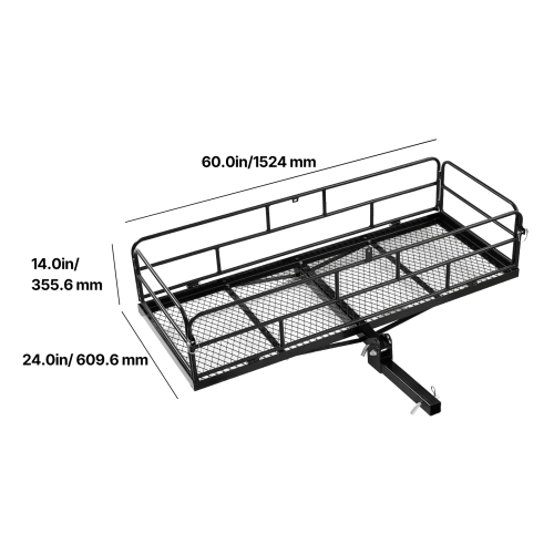 VEVOR 60" x 24" x 14", Hitch Cargo Carrier, 500 lbs Capacity Hitch Cargo Carrier with Cargo Net & Waterproof Cargo Bag, Folding Hitch Mount Cargo