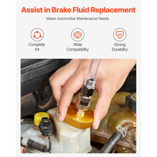 VEVOR 17 Pcs Brake Master Bleeder Kit, Professional Brake Bleeder Adapter Set with Complete Kit & Handle,Durable Brake Bleeder Adapter for Brake