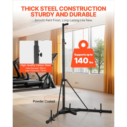 VEVOR 140 lbs Punching Bag Stand, Steel Heavy Duty Workout Training Equipment, Adjustable Height with Weighted Base, Freestanding Sandbag Rack for