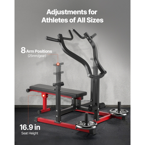 VEVOR 450 LBS Chest Press Machine, Adjustable Flat/Incline Bench, Independent Converging Arms, Upper Chest Equipment, Fitness Home/Gym Equipment for