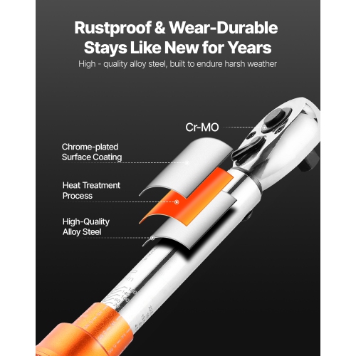 VEVOR 72-Tooth Click Torque Wrench Set, 1/4Inch Drive, 20-200lbf-in/2.3-22.6N.m, Dual-direction and Dual Range Scales, ±3% High Precision, with Bit