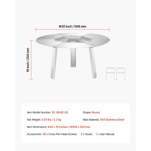 Déflecteur de chaleur pour foyer 20&nbsp;po de Vveor pour poêle Solo Yukon, coupe ronde pour foyer à bois, diffuseur de chaleur en acier inoxydable