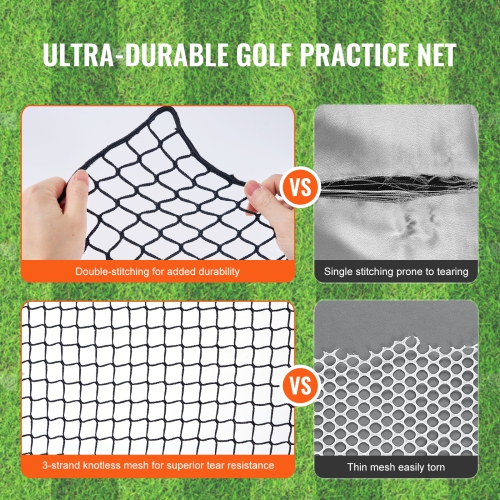 VEVOR 10x10ft Golf Net, Golf Practice Net, Indoor Hitting Net for Golf, Baseball, Hockey,Soccer,Heavy Duty Nylon DIY Ball Net,Sports Netting Barrier
