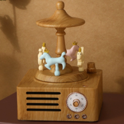 Carousel Bluetooth Speaker - Rotating Music Box Design, Bluetooth 5.0, 1500mAh Battery, Long-lasting Battery Life, Creative Audio Desktop Decoration,
