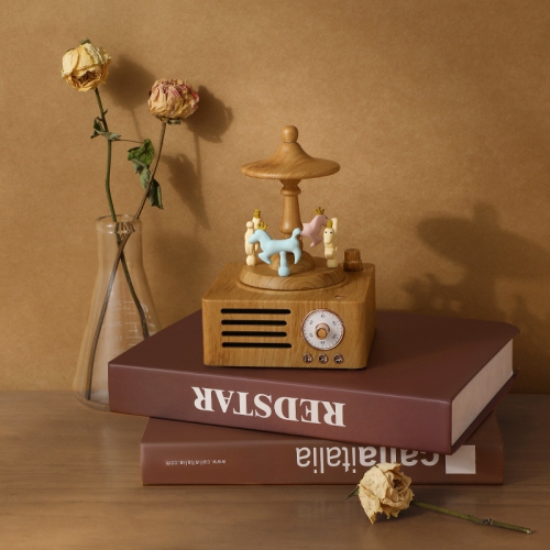 Carousel Bluetooth Speaker - Rotating Music Box Design, Bluetooth 5.0, 1500mAh Battery, Long-lasting Battery Life, Creative Audio Desktop Decoration,
