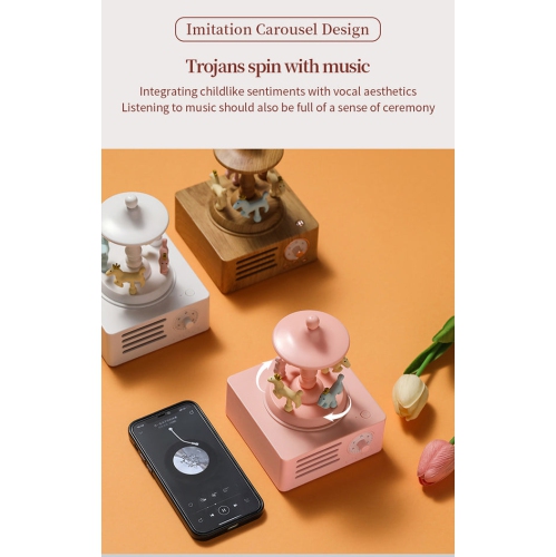 Carousel Bluetooth Speaker - Rotating Music Box Design, Bluetooth 5.0, 1500mAh Battery, Long-lasting Battery Life, Creative Audio Desktop Decoration,