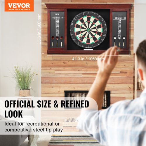 VEVOR Dartboard and Cabinet Set, Ready-to-Play Bundle Official Size, Steel Tip Dart Cabinet, Features Easy Assembly, Complete with All Accessories,