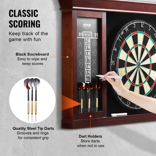 VEVOR Dartboard and Cabinet Set, Ready-to-Play Bundle Official Size, Steel Tip Dart Cabinet, Features Easy Assembly, Complete with All Accessories,