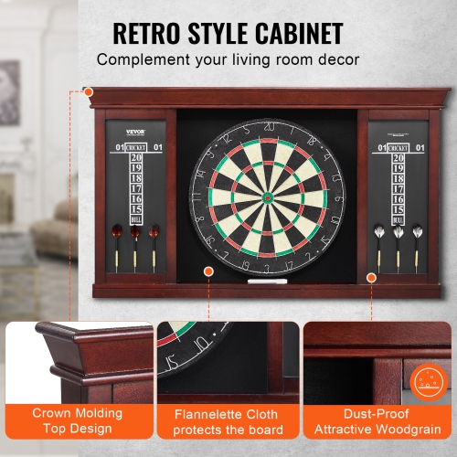 VEVOR Dartboard and Cabinet Set, Ready-to-Play Bundle Official Size, Steel Tip Dart Cabinet, Features Easy Assembly, Complete with All Accessories,