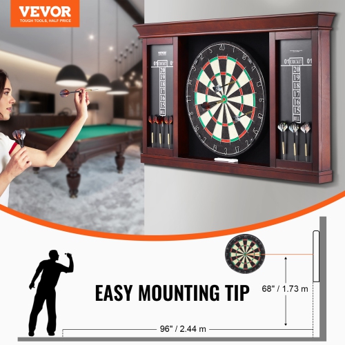 VEVOR Dartboard and Cabinet Set, Ready-to-Play Bundle Official Size, Steel Tip Dart Cabinet, Features Easy Assembly, Complete with All Accessories,