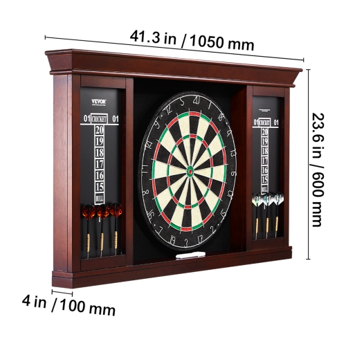 VEVOR Dartboard and Cabinet Set, Ready-to-Play Bundle Official Size, Steel Tip Dart Cabinet, Features Easy Assembly, Complete with All Accessories,