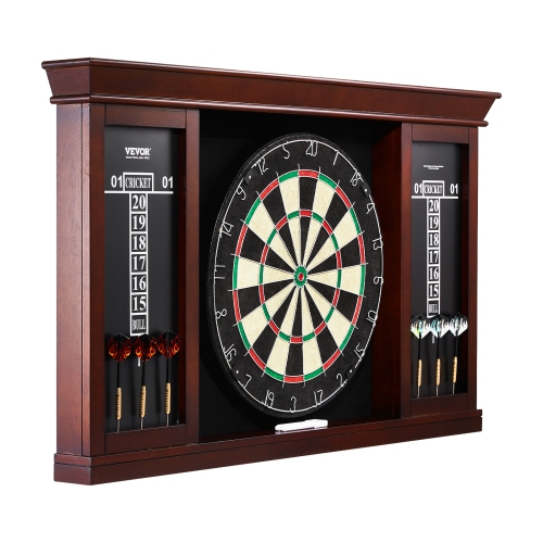 VEVOR Dartboard and Cabinet Set, Ready-to-Play Bundle Official Size, Steel Tip Dart Cabinet, Features Easy Assembly, Complete with All Accessories,