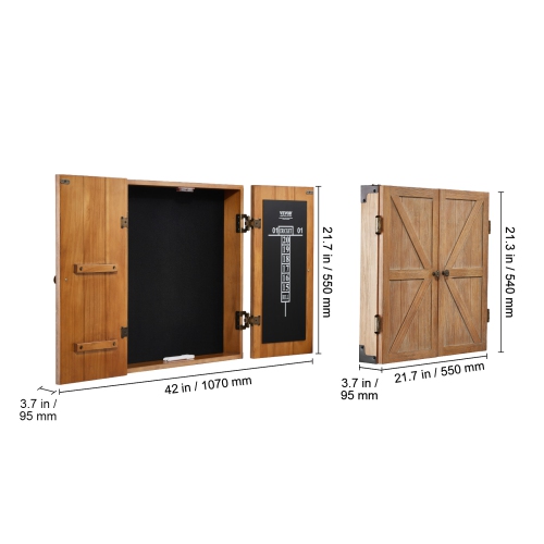Jeu de fléchettes VEVOR Solid avec armoire, armoire dissimulable de taille officielle avec cible et accessoires, assemblage facile, idéal pour les