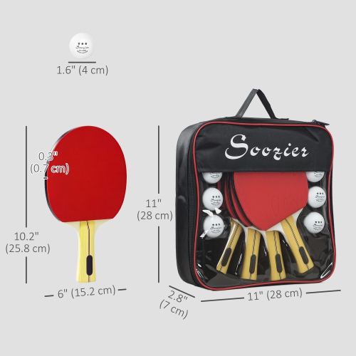 Soozier Ping Pong Paddle Set, Portable Table Tennis Rackets with 8 Ping Pong Balls, Storage Case for Teens, Adults, Beginners and Professionals,
