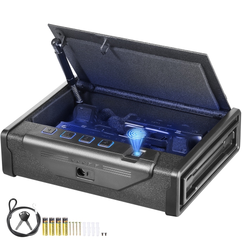 VEVOR 2 Pistols Gun Safe, Biometric Gun Safe with Three Quick Access Ways of Fingerprints, Passwords and Keys, Handgun Safe for for Home, Bedside,