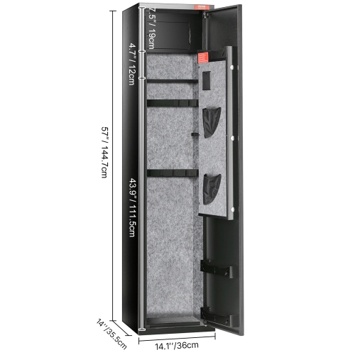 VEVOR 5 Rifles Gun Safe, Rifle Safe with Digital Keypad & Lock, Gun Storage Cabinet with Built-in Storage Locker, Removable Storage Shelf for Home