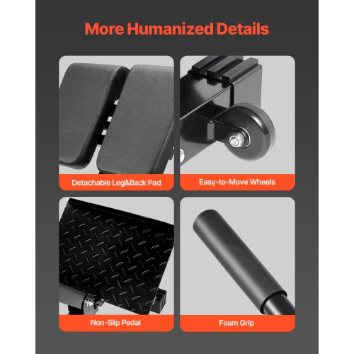 Chaise romaine VEVOR 350&nbsp;lb, banc d'extension réglable, équipement d'exercice multifonction pour fessier, ischio-jambier, bas du dos et