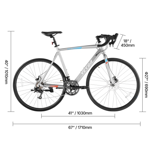 VEVOR L-TWOO 14 Road Bike, 700C Wheels Racing Bike, Speeds Drivetrain City Commuter Road Bicycle, Urban Adult Sport Bike with Lightweight Aluminum