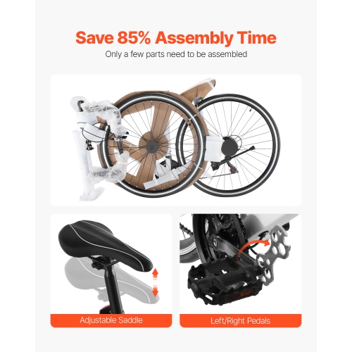 VEVOR 700C Road Bike, Wheels Racing Bike, SHIMANO 21 Speeds Drivetrain City Commuter Road Bicycle, Urban Adult Sport Bicycle with Carbon Steel Frame,