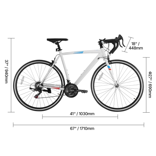 VEVOR 700C Road Bike, Wheels Racing Bike, SHIMANO 21 Speeds Drivetrain City Commuter Road Bicycle, Urban Adult Sport Bicycle with Carbon Steel Frame,